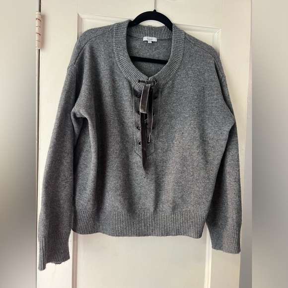 Rails Olivia Wool & Cashmere Charcoal Lace Up Sweater S - Picture 3 of 11